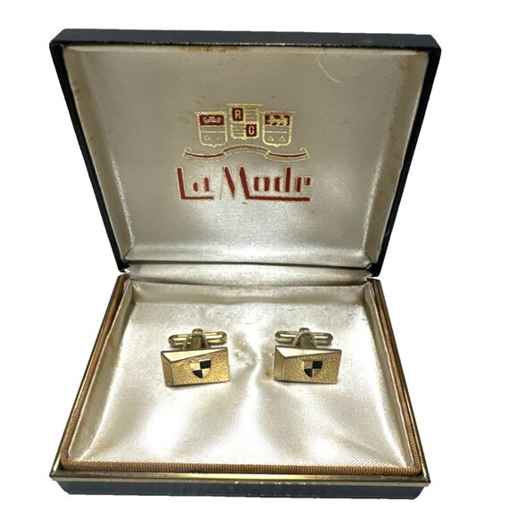 Vintage LA MODE Heraldic Shield Gold-Tone Designer Cufflinks - Picture 2 of 5
